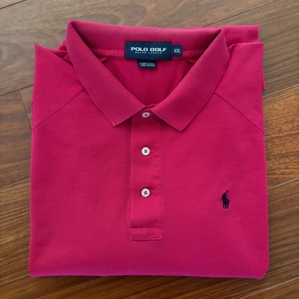 Polo Golf Ralph Lauren Mens XXL Pink Pique Cotton Polo Shirt Raglan Sleeve Y2K